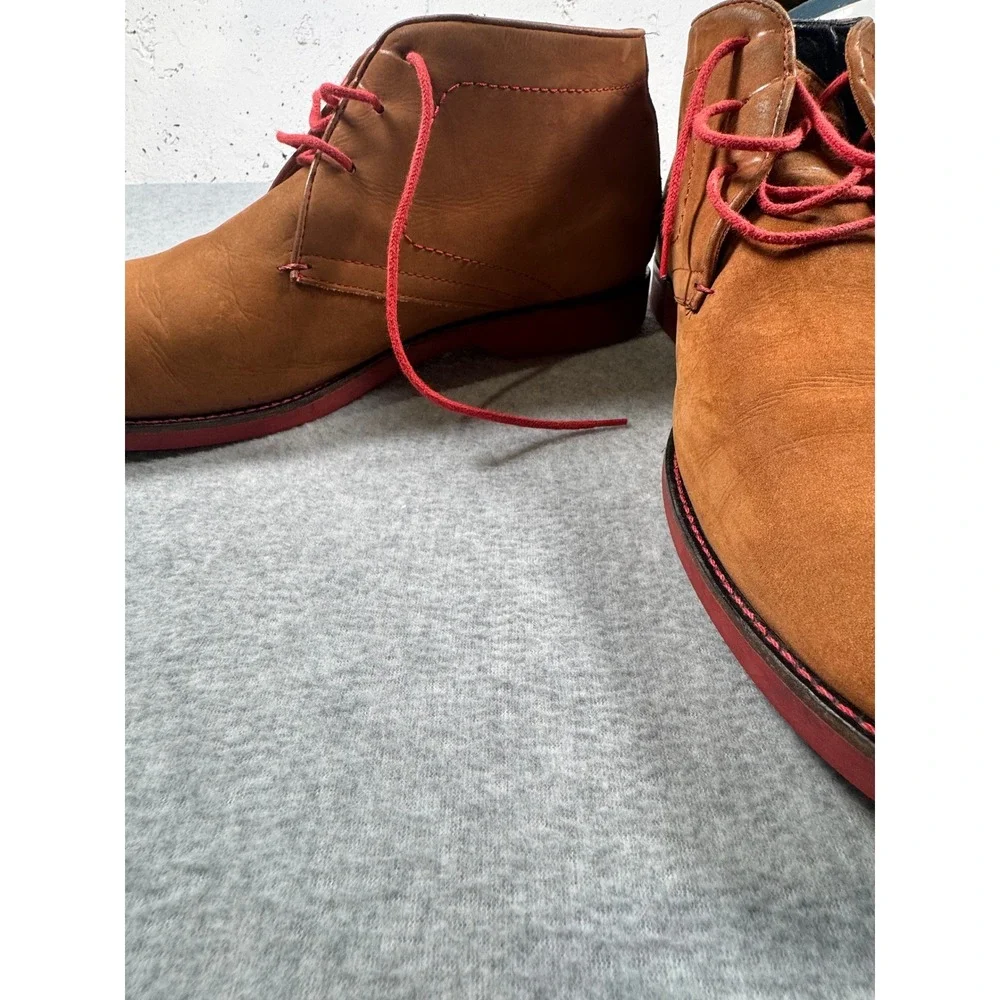 Donald J Pliner Mens Tan Suede Chukka Boots Red Sole Lace Up Ankle Boots